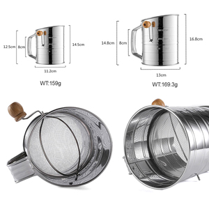 Wholesale Hand Crank Stainless Steel Baking Sifter 3 Cup <b>Flour</b> for Powdered Sugar with Strainer - Product Image 5