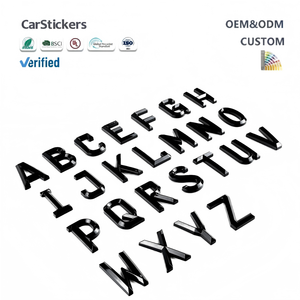 Toptan 3D Kabartmalı Eğimli Harfler Siyah Plastik ABS Araç Numarası Çıkartmaları Yol Ruhsatlı Font Numara Plakaları - Product Image 1