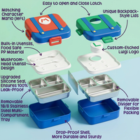 Boîte à lunch en acier inoxydable pour enfants, boîte bento avec fourchette et cuillère, anti-fuite, pour les repas scolaires, pour étudiants, OEM ODM personnalisé