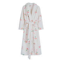 Jubah mandi motif bunga mewah untuk anak perempuan, jubah mandi rumah musim dingin bahan flanel cepat kering motif bunga tebal