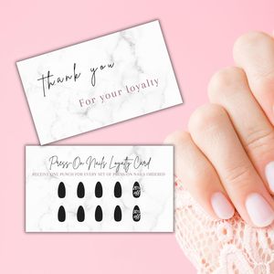 Cartes de présentation pour faux ongles à presser très demandées, format 2x3,5 pouces, cartes de fidélité et de réduction pour ongles, kit DIY pour faux ongles à presser - Product Image 1