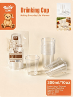 Gobelets en plastique PP jetables transparents et épais de 10 oz (300 ml), contenants transparents pour pudding, jus, condiments, desserts, paquet de 25 pièces
