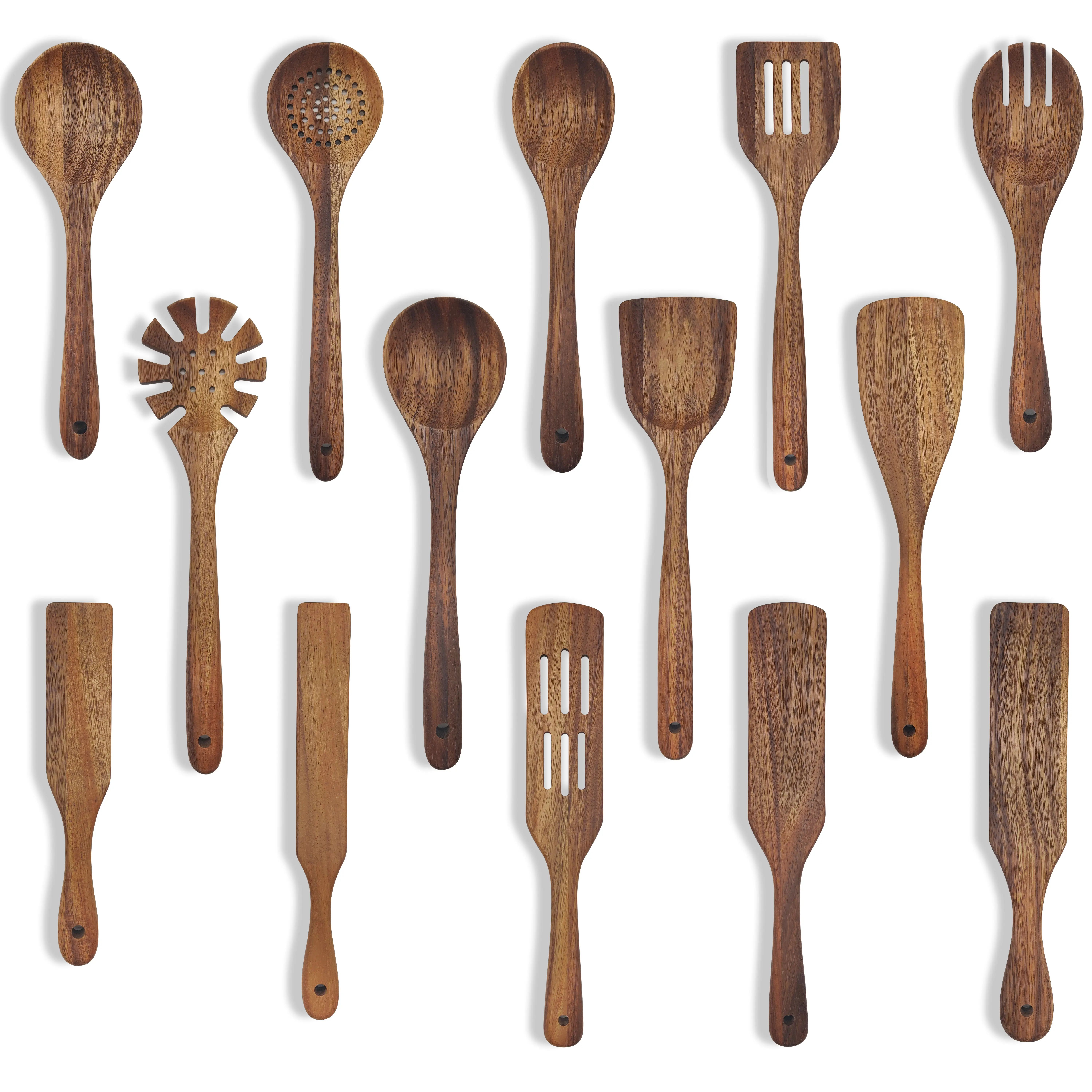 Кухонные инструменты высокого качества черный орех деревянный кухонный набор из дерева 14 предметов посуды