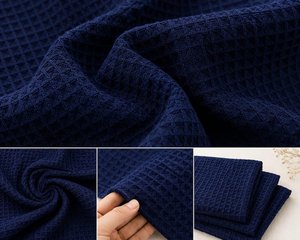 Navy Blue Knitted V-neck A-Line Eco-Friendly <b>Belt</b> <b>Kimono</b> Robe Women Open Front Long Duster Lightweight Lounge Wear B2B Wholesale - Product Image 3