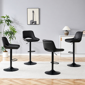 Taburete de Bar Giratorio 360 Grados, Directo de Fábrica, con Asiento Tapizado en PU, Ajustable, con Reposapiés, para Hogar, Bar, Cafetería y Uso en Exteriores - Product Image 4