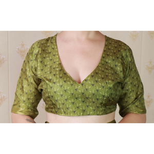 Sari en soie Tussar verte douce à motifs abstraits tissés Zari, collection Elite Weaves, pour femme, idéal pour les soirées - Product Image 6