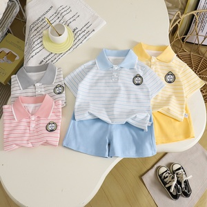 Costume d'été pour garçon 2026 Nouveau design - Tenue décontractée à manches courtes 100% coton biologique à <span class=keywords><strong>carreaux</strong></span> élégante et tendance pour bébé - Product Image 1