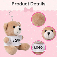 Porte-clés ours en peluche super doux personnalisé, T-shirt avec logo, cadeau promotionnel, ours en peluche, breloque de sac d'anniversaire, cadeau d'entreprise, OEM ODM