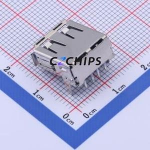 902-232A2021D10100 USB Connector Bent Lead Through Hole Connector Type-A USB 2.0 Female Right Angle Insert - Product Image 2