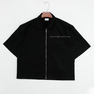 Áo sơ mi nam vải canvas ngắn tay có cổ, khóa kéo, size XL, thoáng khí, bền vững, phong cách thường ngày, thích hợp cho mùa thu - Product Image 1