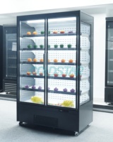 Vitrine de refroidissement ouvert à haut rendement énergétique avec éclairage LED en verre trempé pour les magasins de détail Boissons fraîches Étagères réglables