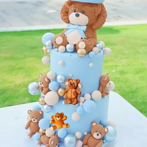 Cartoon Bear Silicone Mold For Chocolate Fondant Cake Decorations 5 Cavities Round Shape - Product Image 2