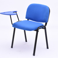 Chaise à armature métallique empilable pour étudiant en usine avec tablette d'écriture Fauteuil à dossier réglable pour conférence d'invité avec coussin