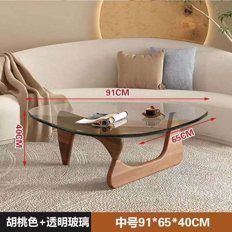 Pieds en bois massif couleur noyer avec verre transparent, 91*65*40cm