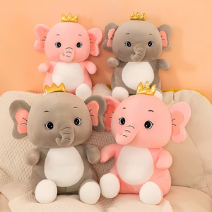 Peluche Éléphant de la Jungle Adorable en Velours Lavable Couleurs Pastel avec Yeux Brodés, Coussin Confortable pour Tout-petit 30cm, Vente en Gros pour Machine à Pinces - Product Image 4