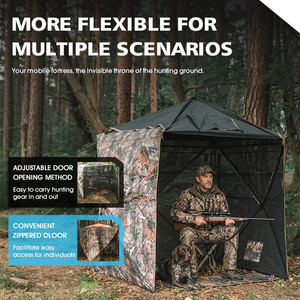 Tente de chasse robuste camouflage avec poteaux en fibre de verre de 11 mm de couleur brevetée, <span class=keywords><strong>8</strong></span> piquets de sol, résistante aux intempéries, styles personnalisables - Product Image 3