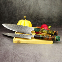 Couteau de cuisine de chef professionnel en acier Damas VG 10 de 7 pouces avec manche en bois stabilisé