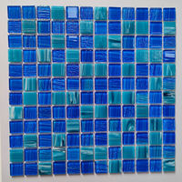 Neue Moderne Outdoor Grün-Blaue Heißschmelz-Glaswand- und Bodenfliesen Handbedruckte Schwimmbad-Mosaik-Glasfliesen