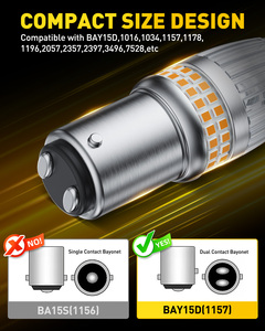 หลอดไฟ LED AUXITO 1157 4.4W 2000K 12V 24V สีเหลือง สว่างพิเศษ สำหรับไฟเลี้ยว - Product Image 3