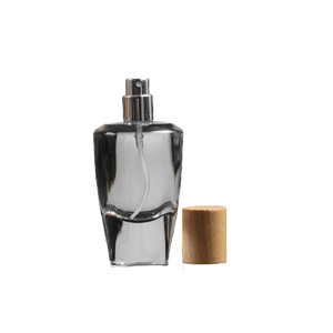 Luxury Bamboo Wooden Cover Thick Bottom Bayonet Clear Glass Perfume Bottle <strong>Silver</strong> <strong>Spray</strong> Pump Cosmetic Refillable Bottles 50ml - Product Image 3