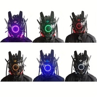 Masque Cyberpunk LED avec tresses - Design mécanique futuriste, éclairage RVB