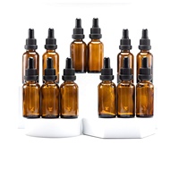 Flacon compte-gouttes en verre ambré 1 oz, récipient pour teinture, pipette en verre, emballage pour huiles essentielles, cosmétiques et soins de la peau liquides