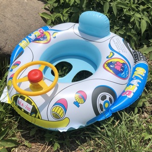 Flotador de natación Blue Shark con cubierta parasol para niños, juguete acuático de dibujos animados de 80x65cm - Product Image 3