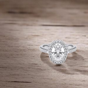 KEEVA JEWELS Bagues de fiançailles pour femmes en platine 950 certifié IGI FVS 2 Ct Center 0.50 Ct Side Lab Grown Diamond Halo - Product Image 4