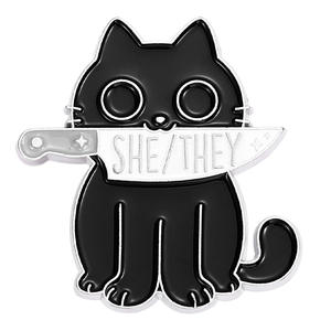 Vente chaude mignon dessin animé animaux pour broche en métal broche noir typographie Cool <span class=keywords><strong>anglais</strong></span> vêtements accessoires collier broches boutons - Product Image 4