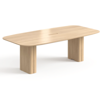 Table de conférence rectangulaire arrondie en bois ATWOKA, grande table de réunion de bureau avec boîte à câbles pour salle de conférence