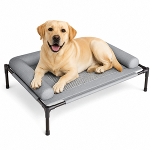 Lit surélevé rafraîchissant pour chien et chat avec rebord, cadre en acier inoxydable, tapis d'été respirant et lavable, personnalisable OEM - Product Image 1