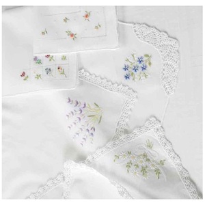 Mouchoir De Mariage En Coton Brodé - 30x30cm - Dentelle Festonnée - Cadeau Élégant Pour Mariée