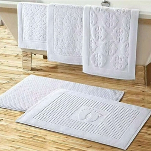 Vente en gros 100% coton Jacquard tapis de bain serviettes blanc doux hôtel <span class=keywords><strong>pied</strong></span> serviette serviette de sol style moderne pour usage domestique - Product Image 1