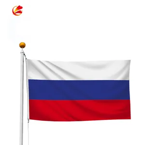 Bendera Rusia Kain Poliester Terbang Luar Ruangan, Bendera Nasional Warna Biru Putih Negara