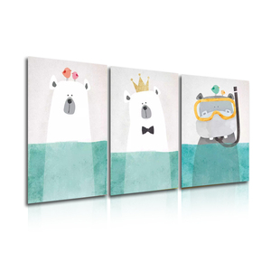 Nordic Style White Polar Bear <strong>Nursery</strong> Cartoon Picture HD Canvas <strong>Prints</strong> for Kids Room Decoration - Product Image 1