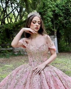 Mumuleo Coral Quinceañera vestido fuera del hombro Vestidos De 15 Anos apliques desgaste desfile cariño dulce 15 vestidos De fiesta De graduación - Product Image 6