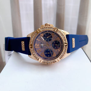 GUESST ファッション ゴールド ダイヤモンド ウォッチ 女性用 3 針大型ダイヤル ブラック シリコン クォーツ レディース ウォッチ W1160L1 - Product Image 5