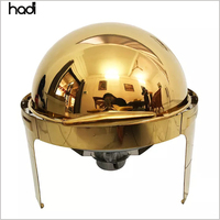6l Ronde Gouden Roestvrijstalen Buffet Set Ronde Food Warmer Hete Pot Met Glazen Raam Roltop Chafing Dish Hotel Restaurant