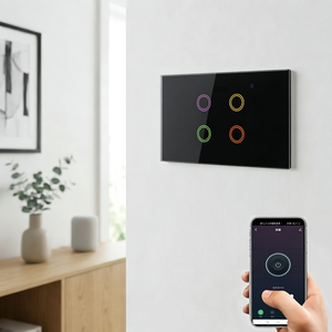 Interruptores Inteligentes Zigbee WiFi Estándar Australiano de 4 Canales con Control Remoto Móvil, Acabado Dorado Cepillado, Encendido/Apagado, Compatible con Home Assistant - Product Image 1