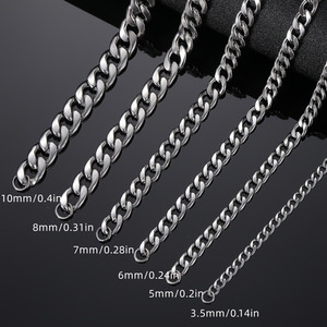 2pcs 5/7mm 패션 체인 목걸이 남성용 스테인레스 스틸 쿠바 링크 목걸이 힙합 펑크 쥬얼리 - Product Image 3