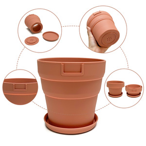 Round Foldable Silicone Plant Holder, Rubber Soft Planter Cactus Flower <b>Succulent</b> <b>Pot</b> With Drainage Holes, Home Garden Decor - Product Image 3