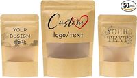 Sacs en papier kraft personnalisés avec fenêtre, refermables à fermeture éclair, pour thé, noix, grains de café, qualité alimentaire, MOQ 5000