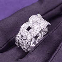 Bague GRA Certifiée Hip Hop Iced Out Bling en Argent 925, Testée au Diamant, Moissanite VVS, Maillons Cubains Mariner pour Femmes et Hommes