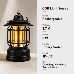 <span class=keywords><strong>Linterna</strong></span> de Camping Vintage JD-L17 L27 COB, Recargable Tipo-C, con Regulación Continua de Intensidad, IPX4, Lámpara Colgante para Tienda de Campaña y Exteriores - Product Image 2