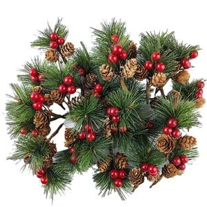 Untuk Amazon obral besar dekorasi gantung pohon Natal kecil DIY buket kerucut pinus merah tanaman buatan & Aksesori hijau - Product Image 5