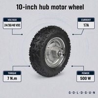Moteur de moyeu GOLDGUN 10 pouces 500W avec pneus 24V 36V 48V 5Nm pour tondeuses à gazon électriques et trottinettes