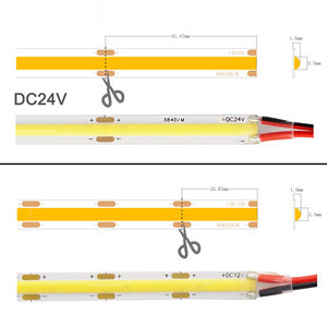 ไฟ LED แบบ COB แถบยาว 12V กว้าง 8 มม. ความหนาแน่นสูง 320LEDs/เมตร CRI90 ไฟ LED แบบ COB ยืดหยุ่นไร้จุด ตัดได้ทุกๆ 5 ซม. สำหรับตู้ - Product Image 3