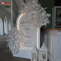 Décoration de fête de mariage en plein air, événements festifs, support de bar blanc romantique, boîte à fleurs, toile de fond