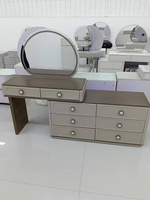 Table de maquillage multifonctionnelle moderne et écologique en bois massif durable avec miroir sur pied et rangement intégré