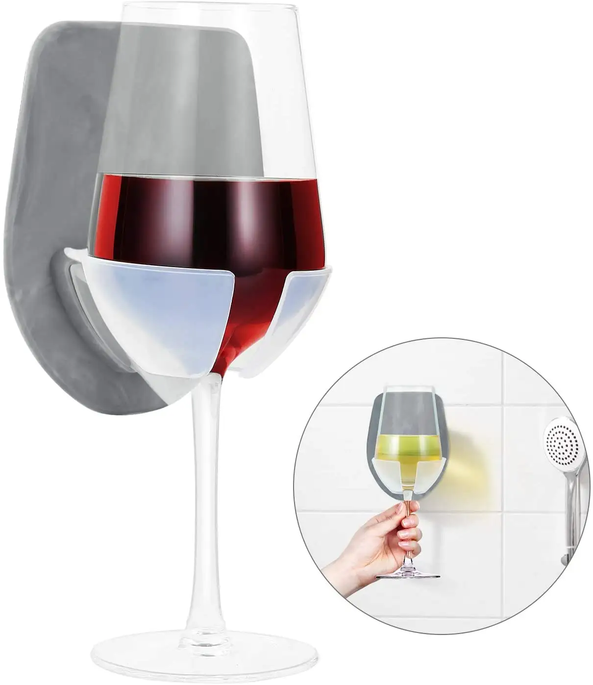 New Silicone Wine Glass Holder for Bath & Shower, Wine Accessories for Wine & Beer, Suction Cup Drink Holder with Strong Suction